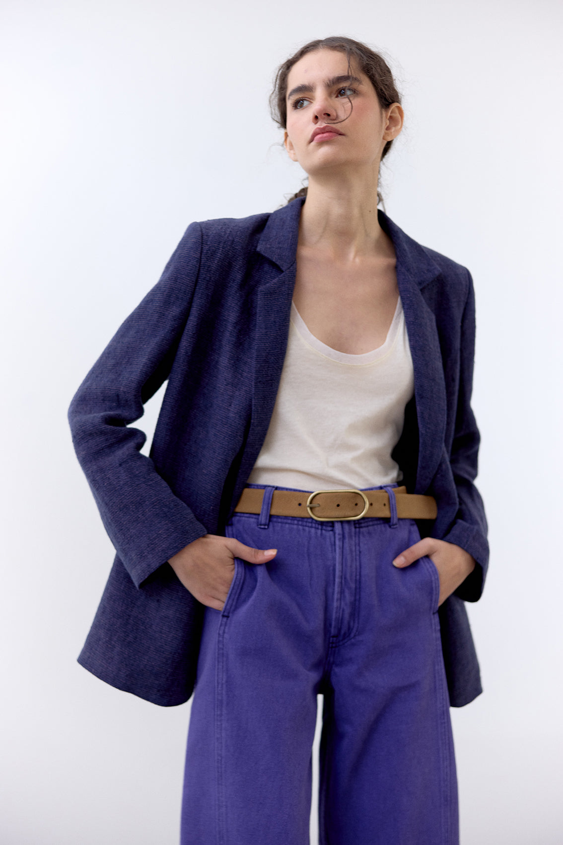 Cinturón Angosto de Cuero Nobuk - Toffee