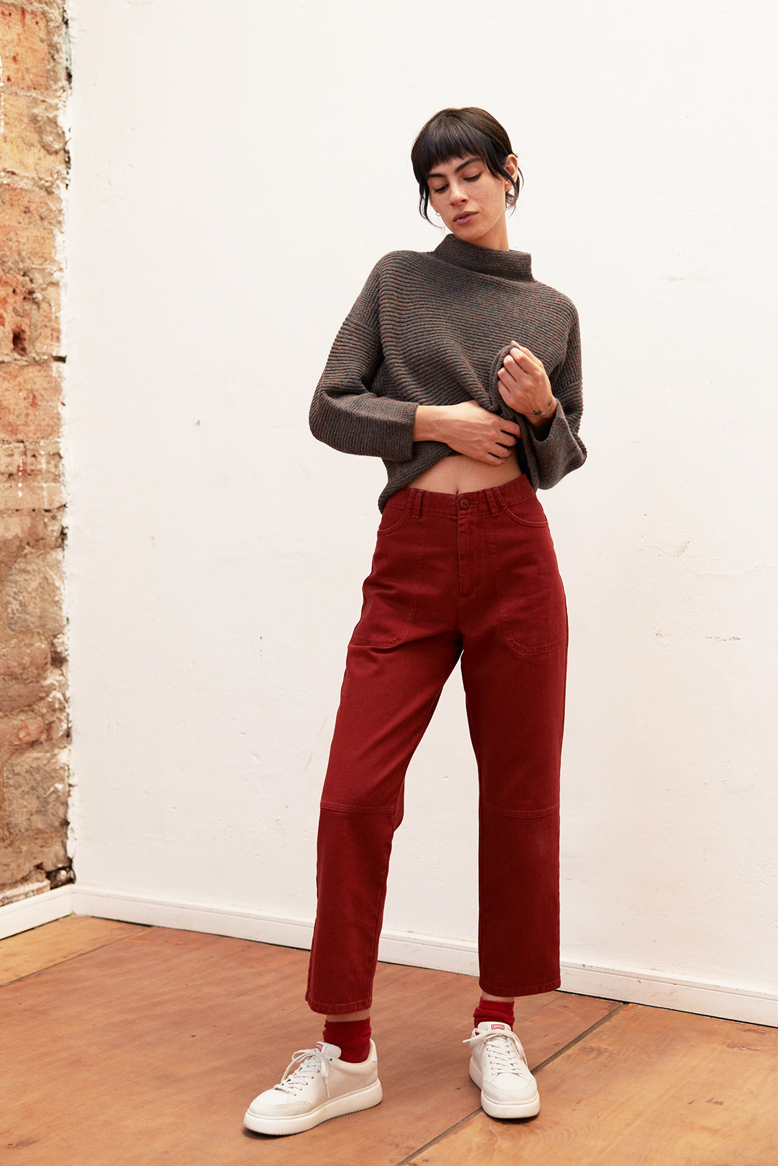 Jeans Rectos Utilitarios - Berry