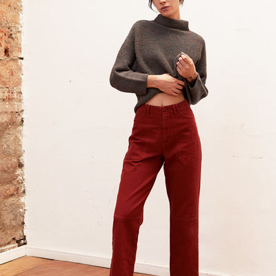 Jeans Rectos Utilitarios - Berry