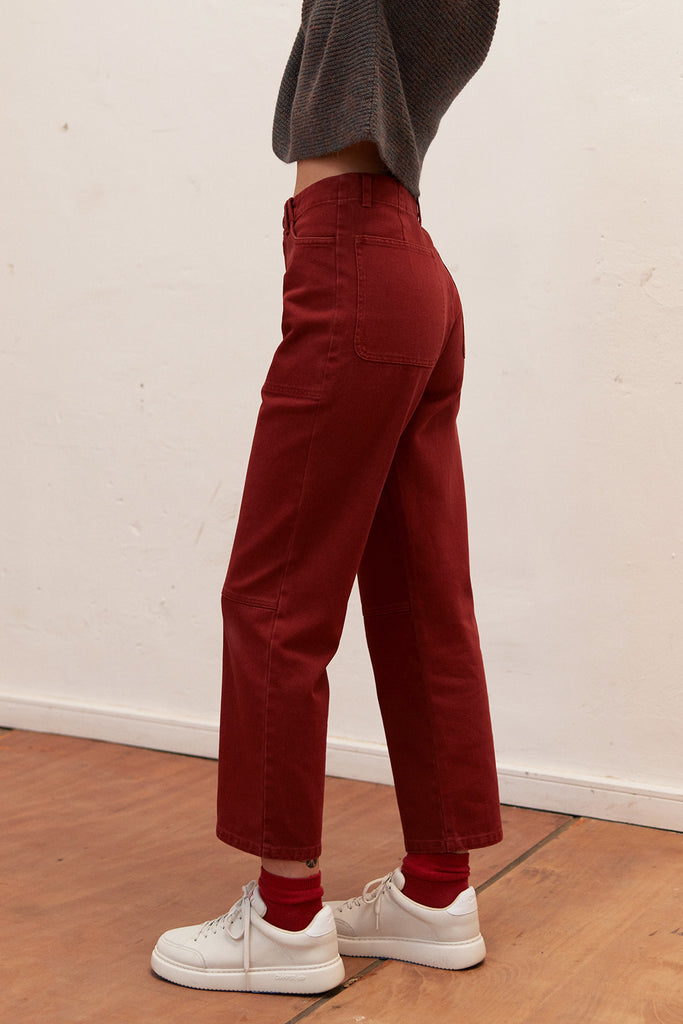 Jeans Rectos Utilitarios - Berry