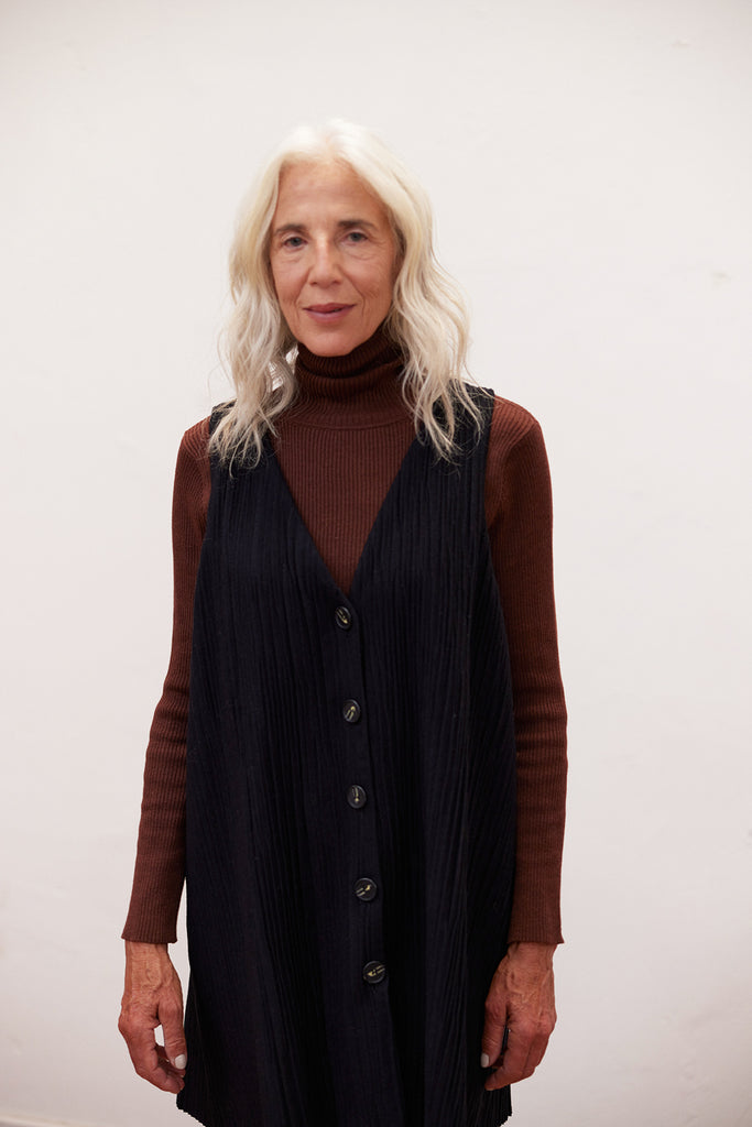 Jumper Plisado Lana Reciclada - Medianoche
