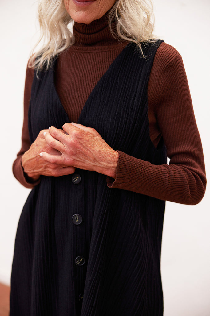 Jumper Plisado Lana Reciclada - Medianoche