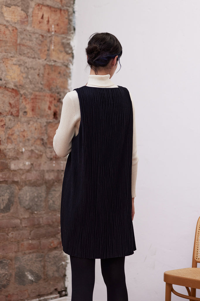 Jumper Plisado Lana Reciclada - Medianoche