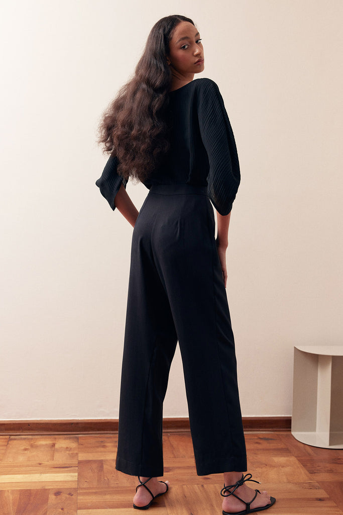 Central Pleat Pant Lyocell - Ónix