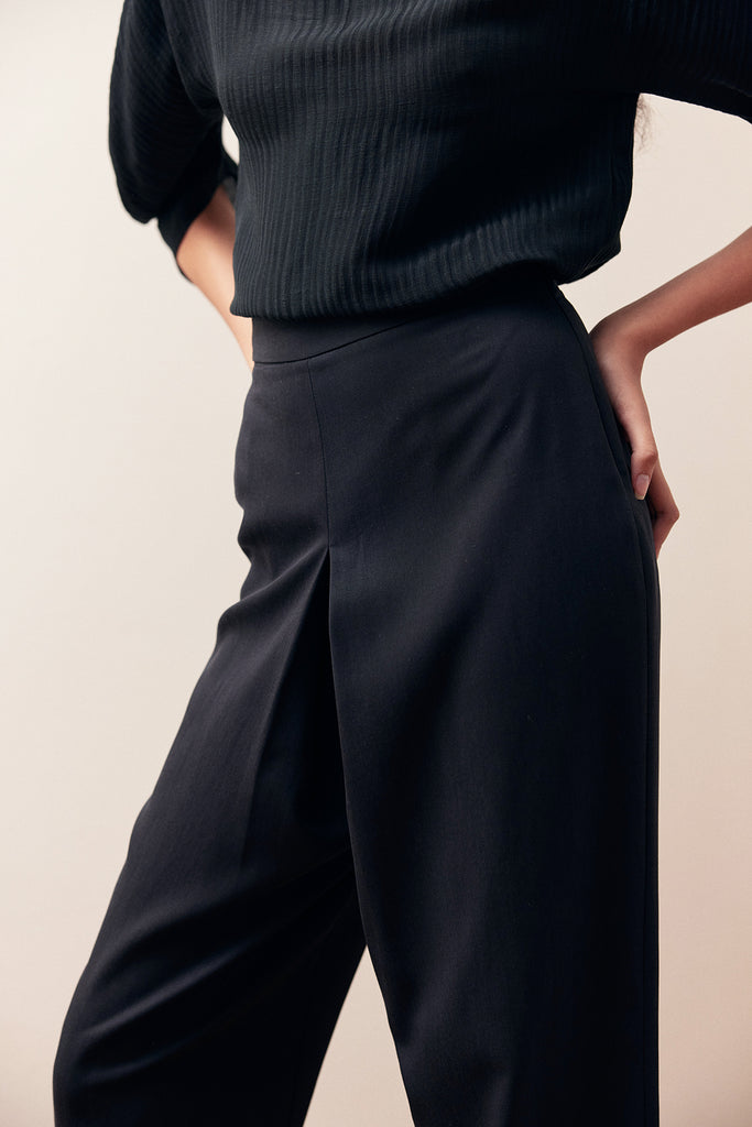 Central Pleat Pant Lyocell - Ónix