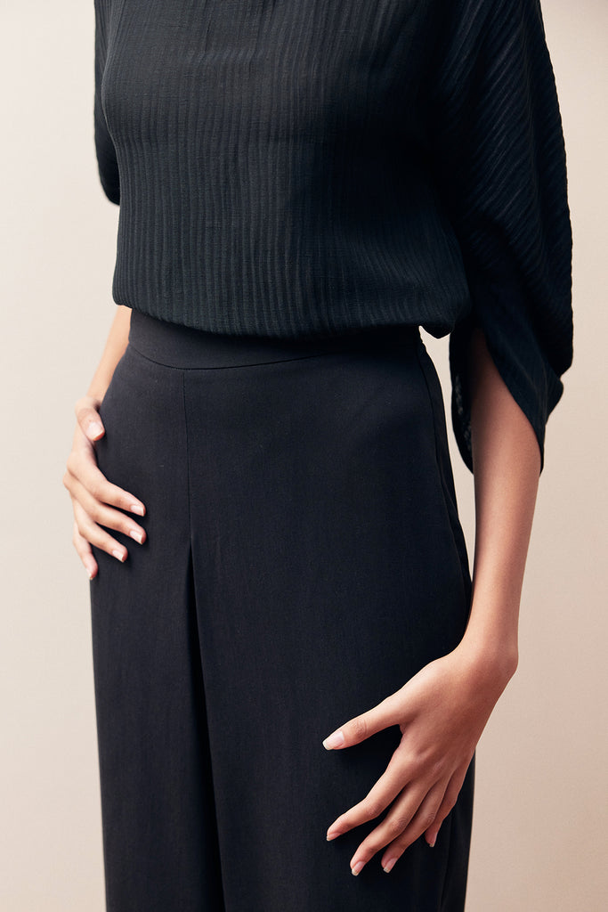Central Pleat Pant Lyocell - Ónix