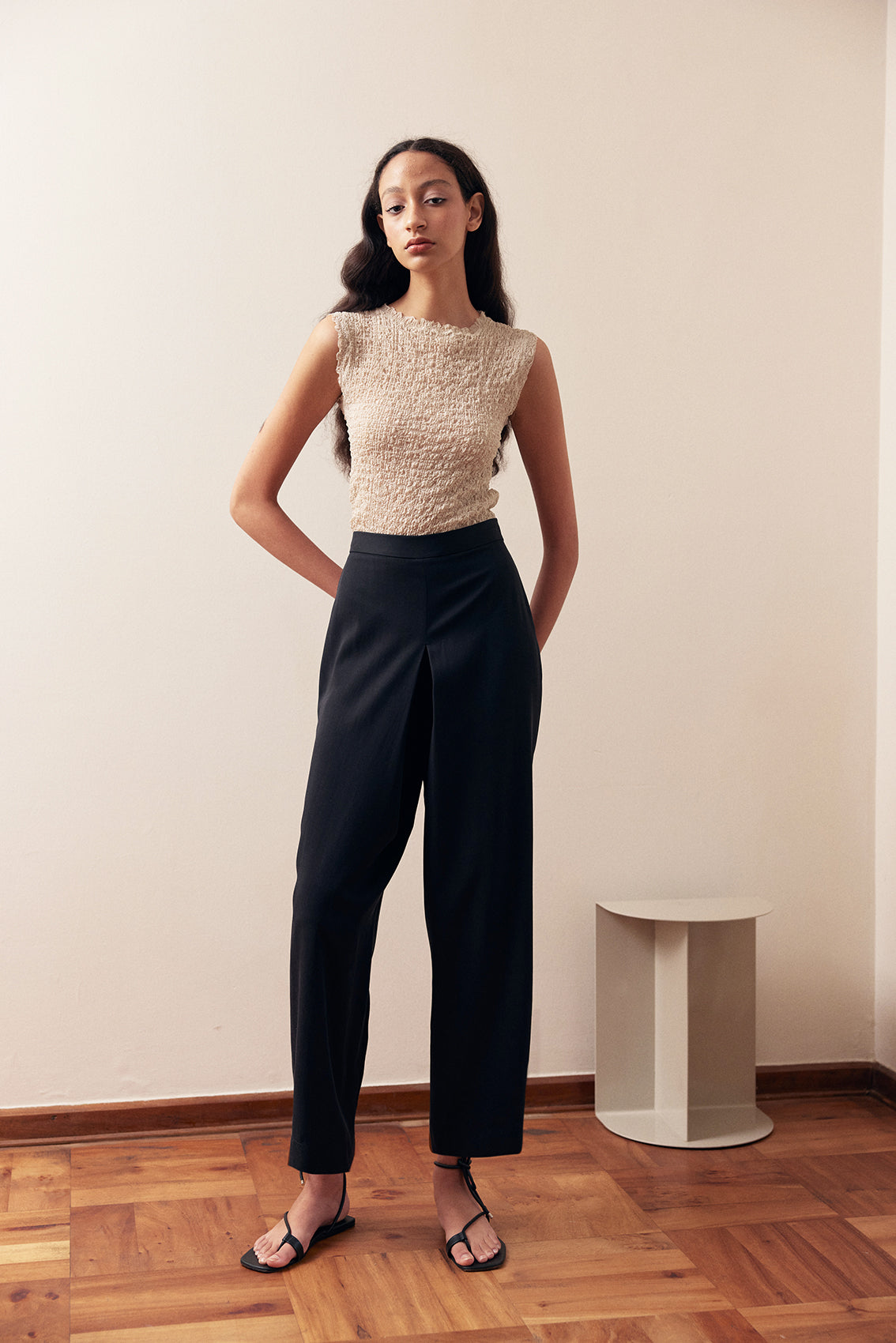 Pantalón Pinza Central Lyocell - Ónix