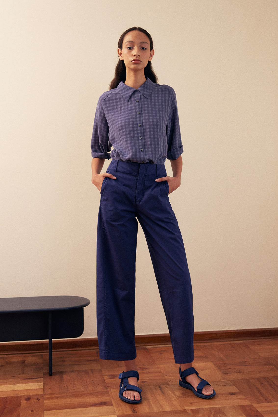 Pantalón Recto Gabardina - Arándano