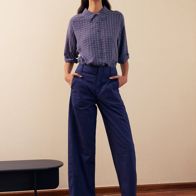 Pantalón Recto Gabardina - Arándano