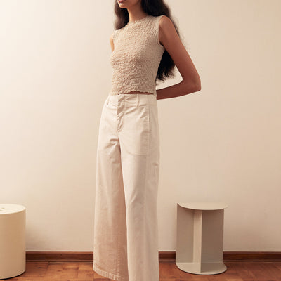 Pantalón Recto Gabardina - Arena