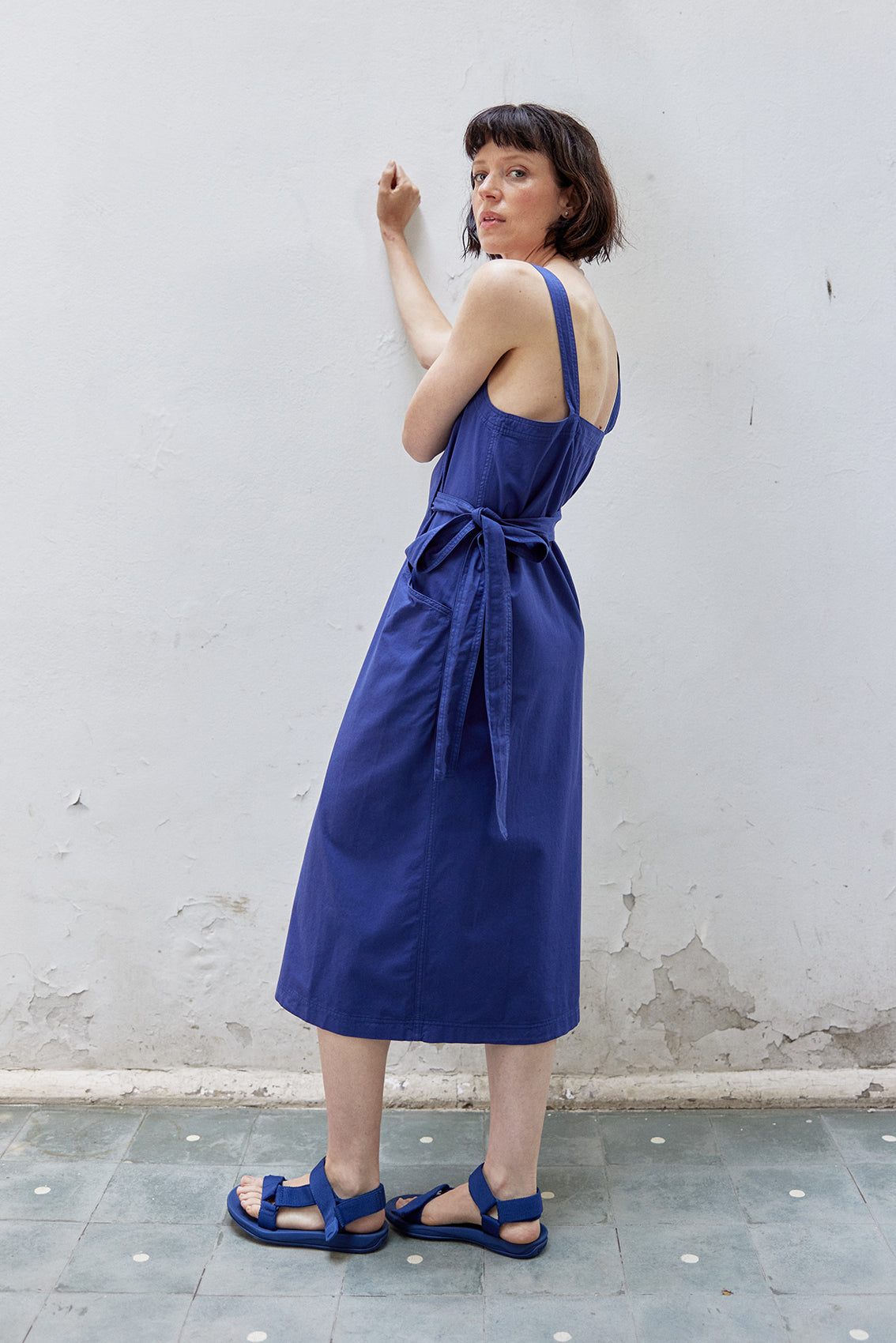 Midi Wrap Dress Cotton Gabardine - Arándano