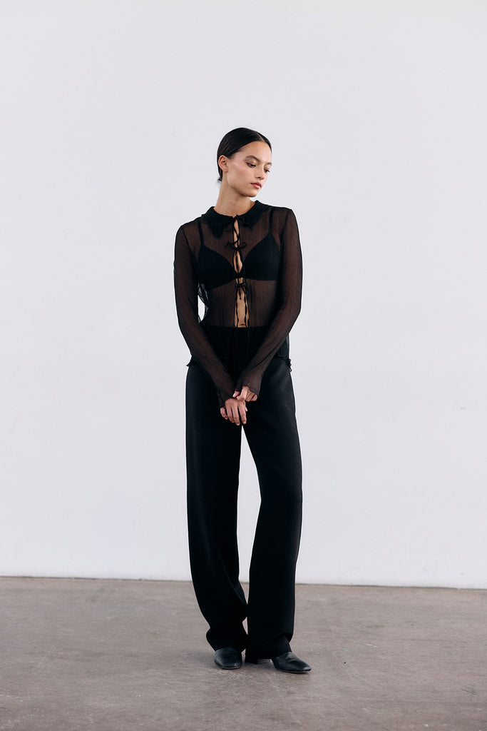 Sheer Silk Chiffon Blouse - Ónix