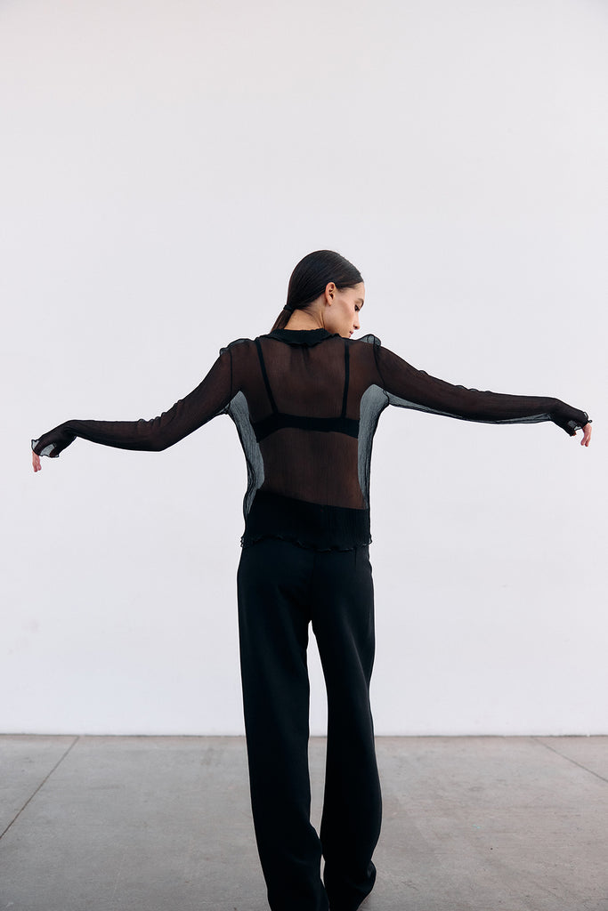 Sheer Silk Chiffon Blouse - Ónix