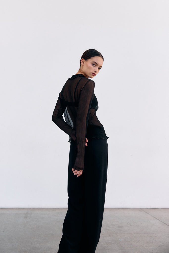 Sheer Silk Chiffon Blouse - Ónix