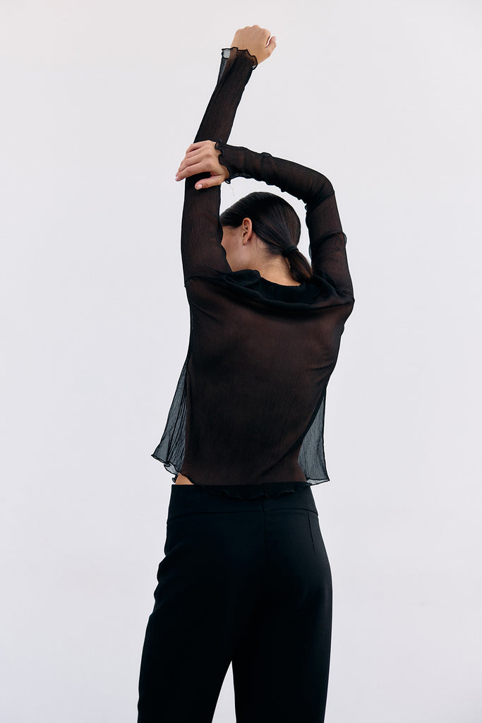 Sheer Silk Chiffon Blouse - Ónix
