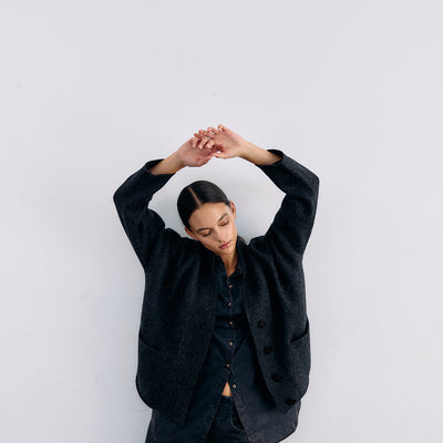 Felted Alpaca Cardigan - Medianoche