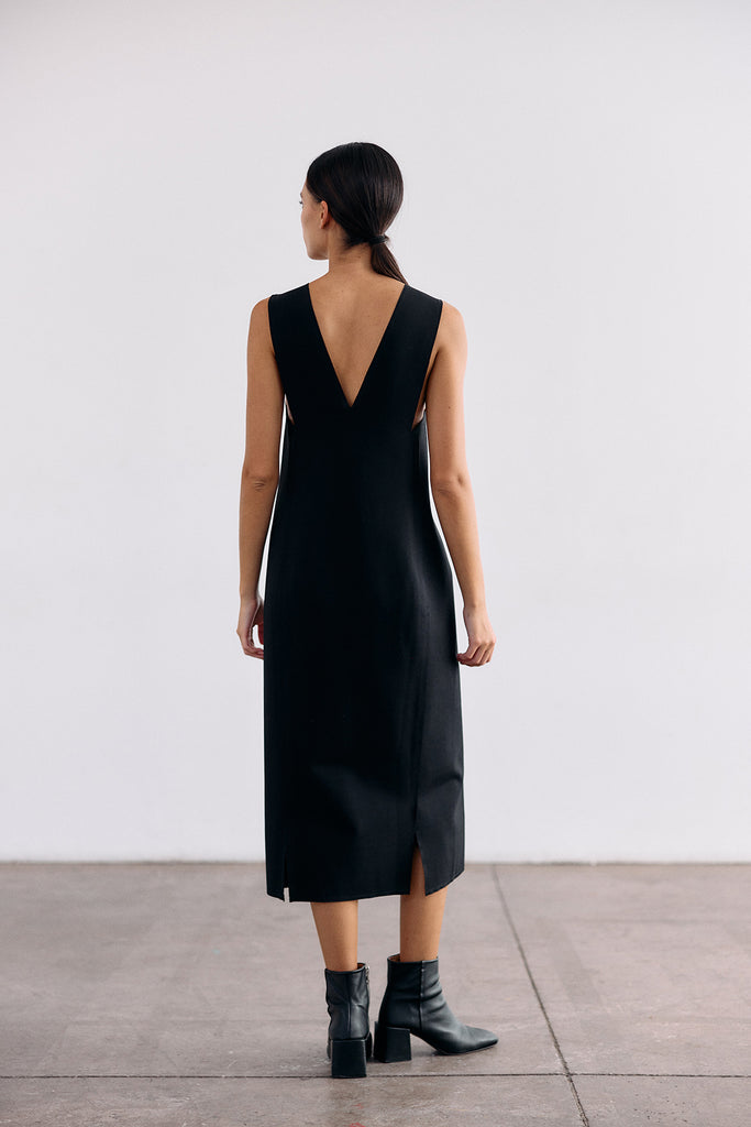 Vestido Escote V - Ónix