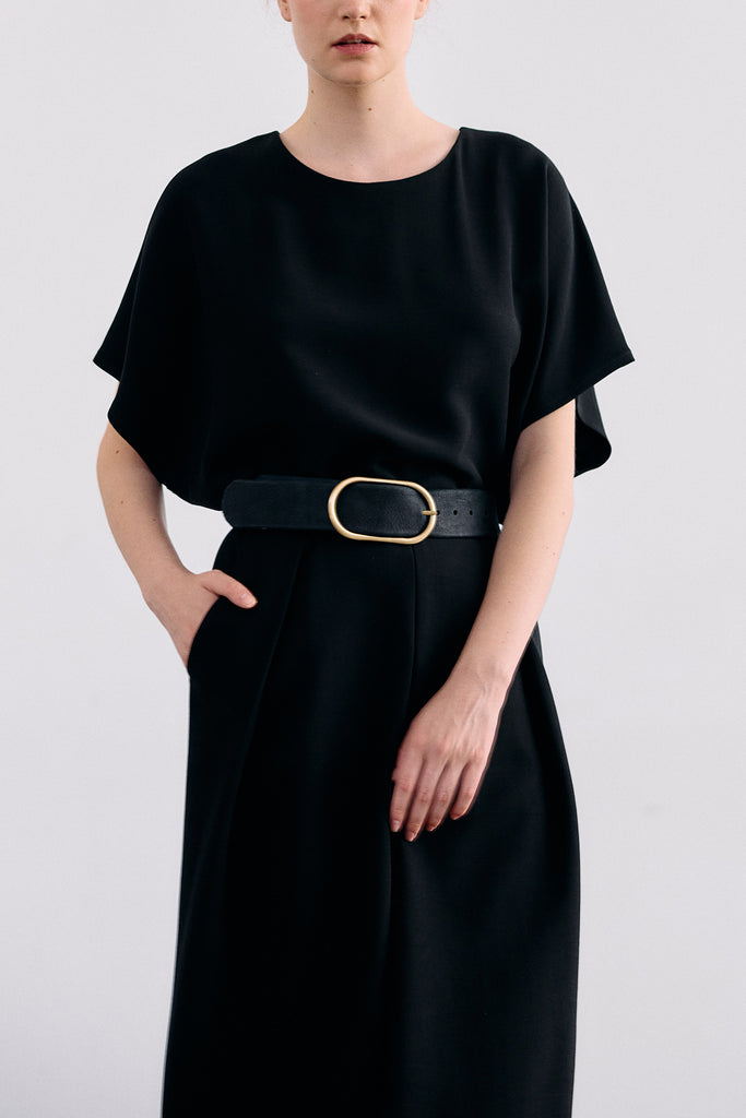 Wide Nubuck Leather Belt - Medianoche