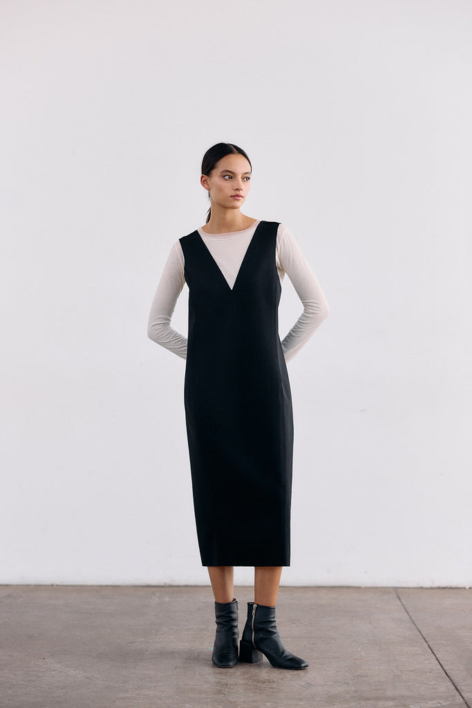 Vestido Escote V - Ónix