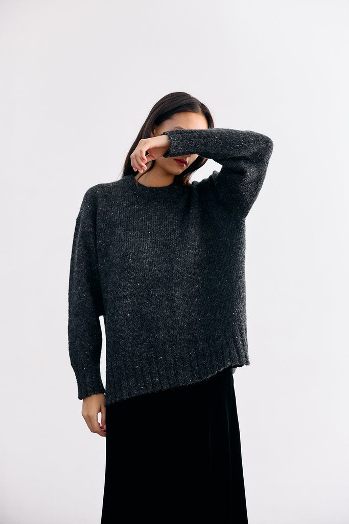 Oversized Alpaca/Mohair Cloud Sweater - Ónix