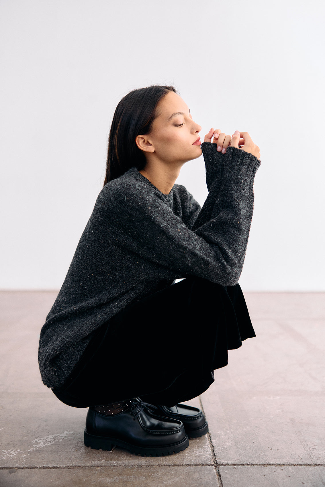Sweater Oversized Nuboso Mélange Alpaca/Mohair - Ónix