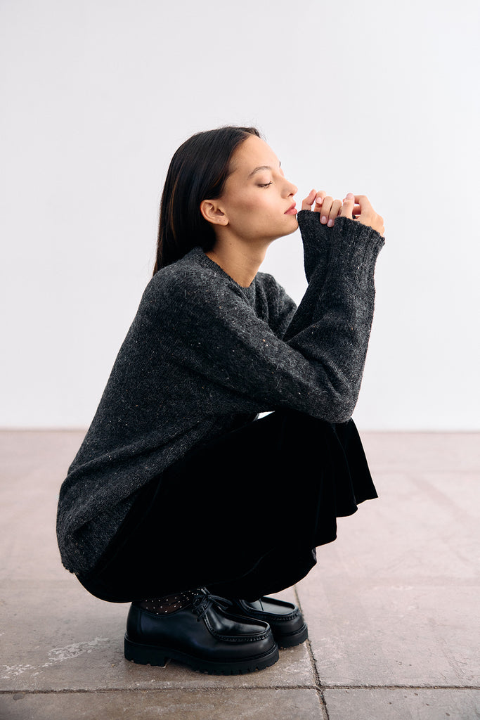 Oversized Alpaca/Mohair Cloud Sweater - Ónix