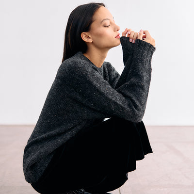 Oversized Alpaca/Mohair Cloud Sweater - Ónix