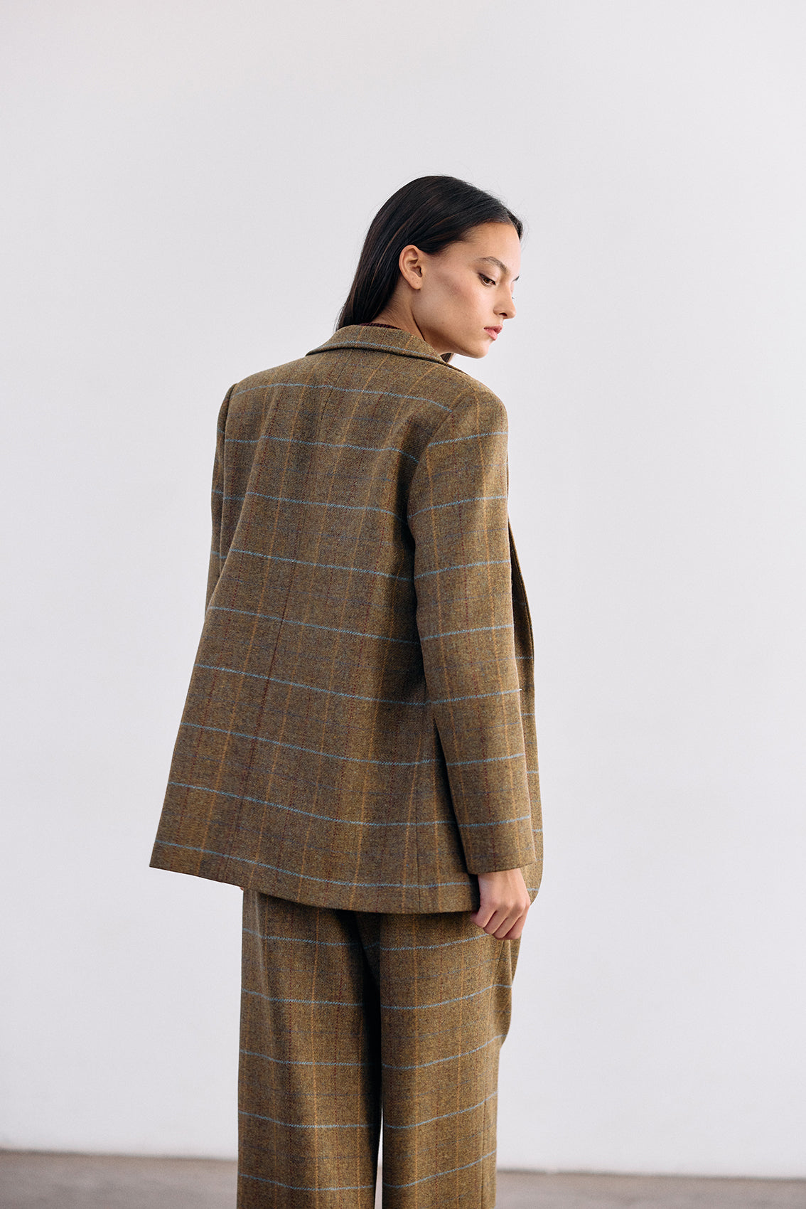 Single-Breasted Wool Blazer - Mix Oliva