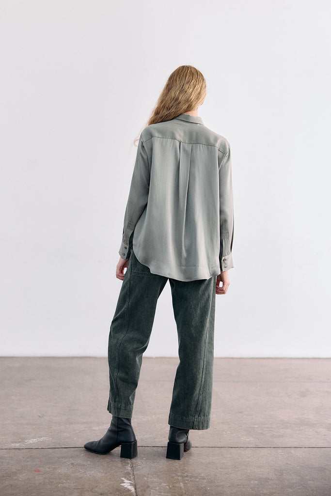 Blusa Cuello Punta Seda - Musgo
