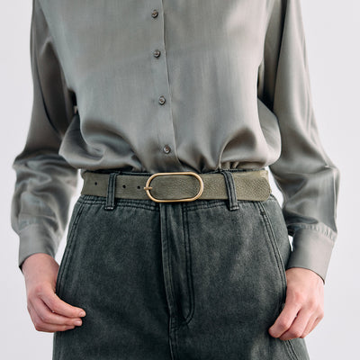 Thin Nubuck Leather Belt - Musgo