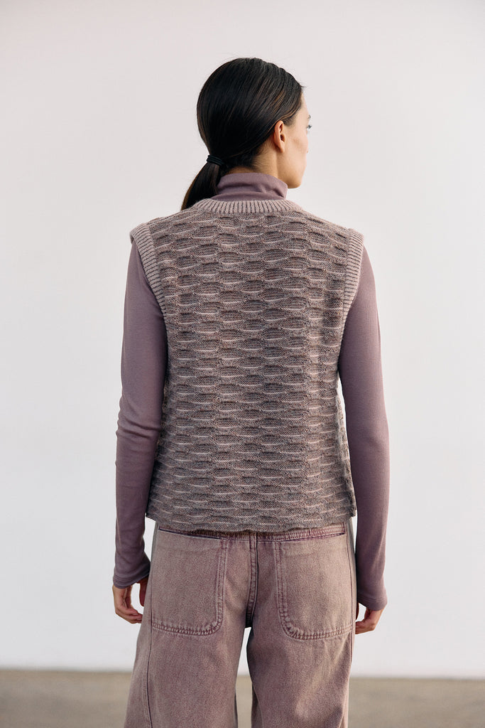 Textured Alpaca Knit Sweater Vest - Malva