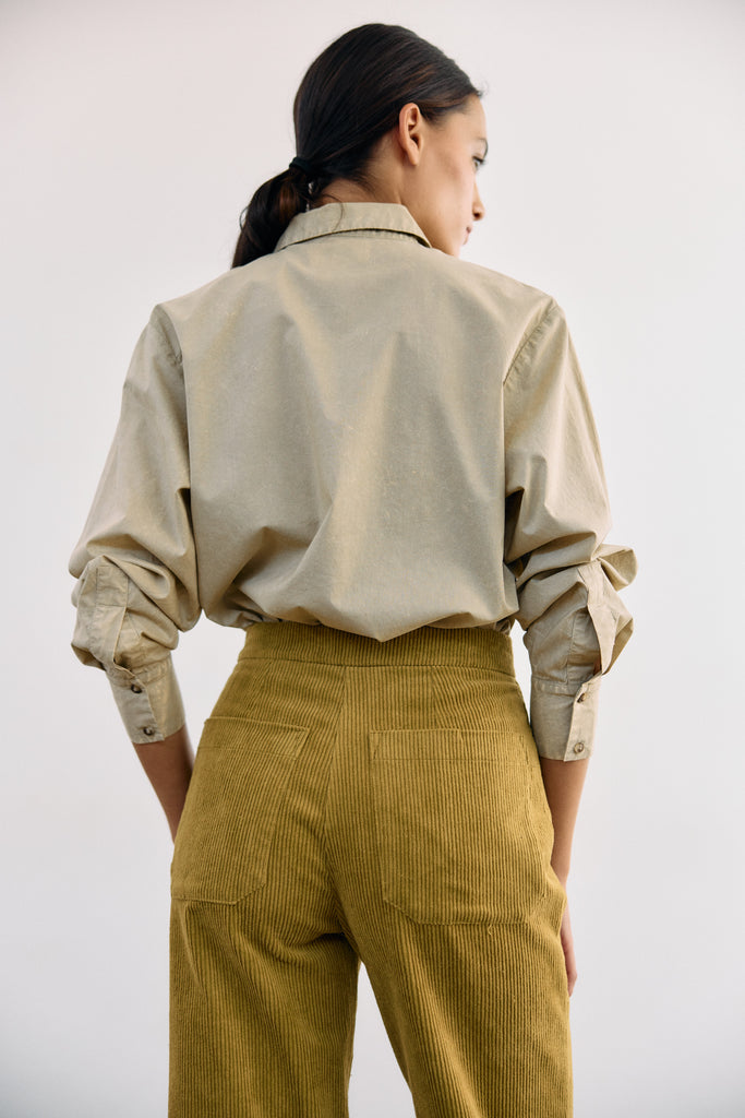 Blusa Camisera Washed Algodón Pima - Salvia