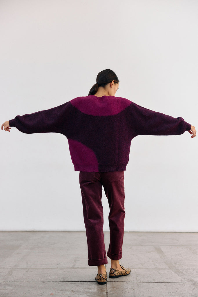 Sweater Alpaca Felted Semicírculos - Vino/Buganvilia