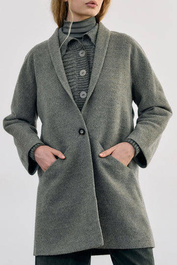 Short Baby Alpaca Coat - Musgo