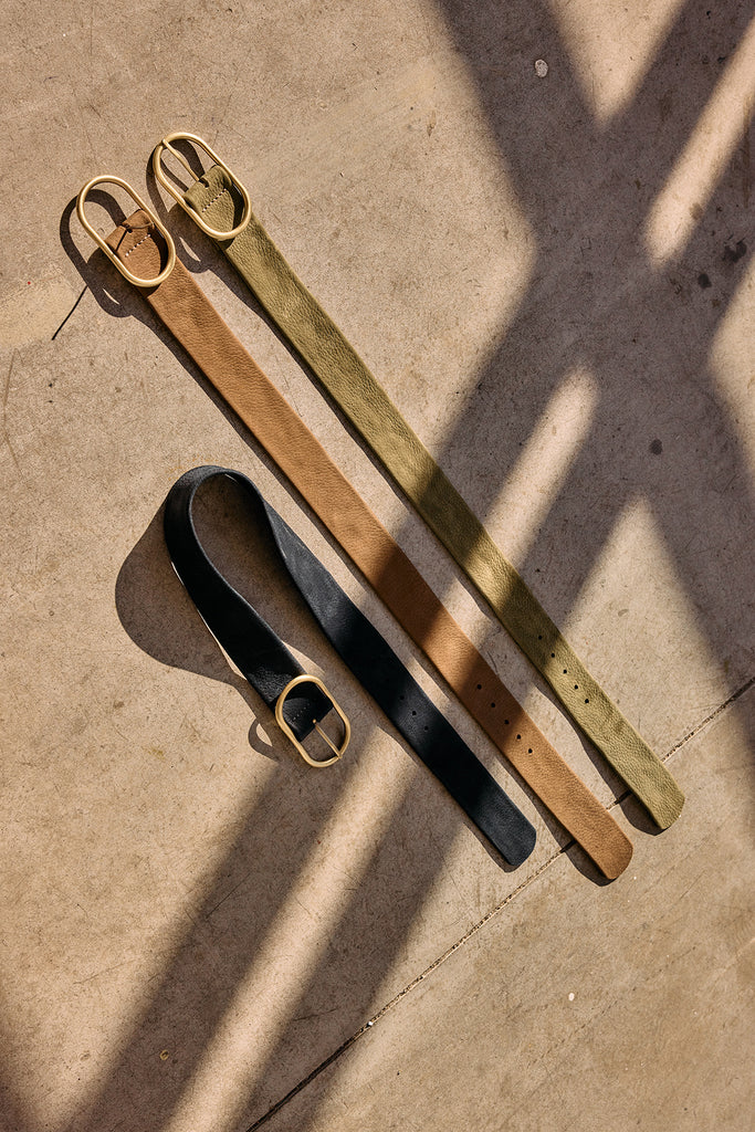 Wide Nubuck Leather Belt - Medianoche