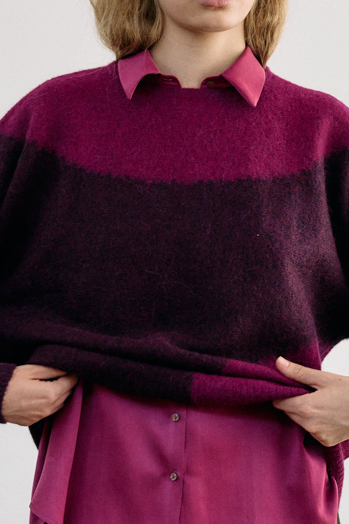 Sweater Alpaca Felted Semicírculos - Vino/Buganvilia