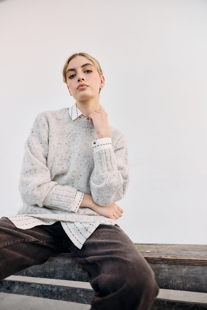 Oversized Alpaca/Mohair Cloud Sweater - Crudo