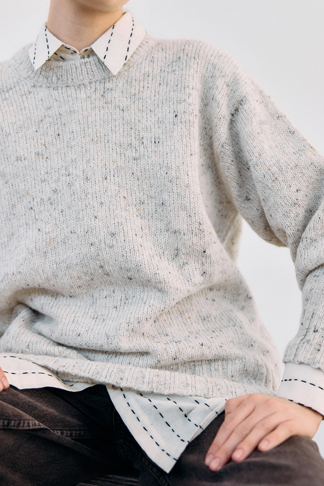 Sweater Oversized Nuboso Mélange Alpaca/Mohair - Crudo