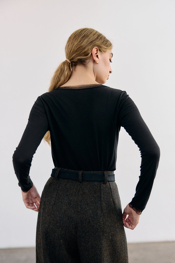 Thin Nubuck Leather Belt - Medianoche