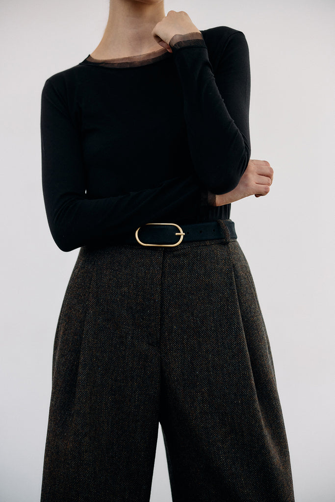 Thin Nubuck Leather Belt - Medianoche