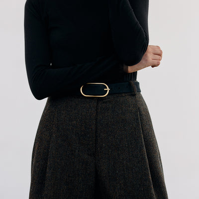 Thin Nubuck Leather Belt - Medianoche