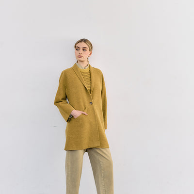 Abrigo Corto Tapado Baby Alpaca - Ocre