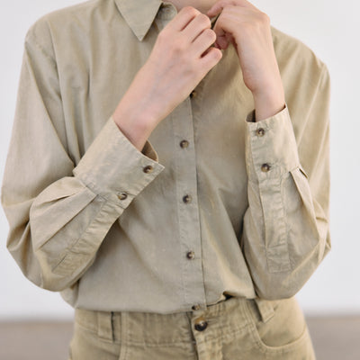 Blusa Camisera Washed Algodón Pima - Salvia