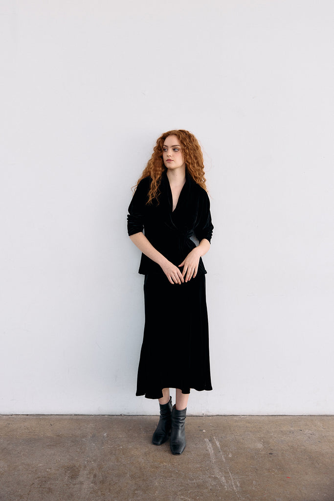 Cross-Over Silk Velvet Jacket - Ónix
