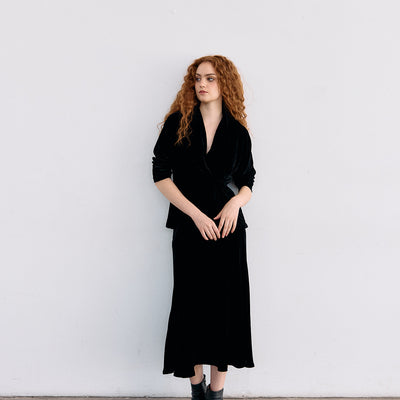 Cross-Over Silk Velvet Jacket - Ónix