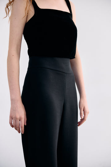 Curved Waistband Wool/Viscose Trousers - Ónix