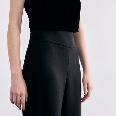 Curved Waistband Wool/Viscose Trousers - Ónix