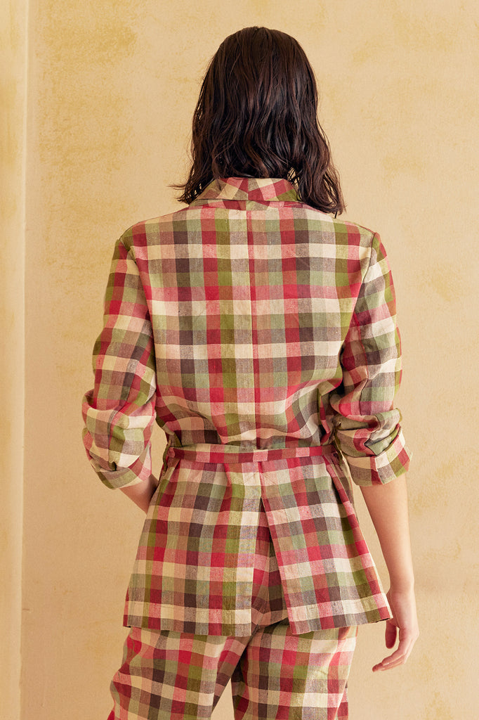 Chaqueta Solapa de Lino Washed - Cuadrillé