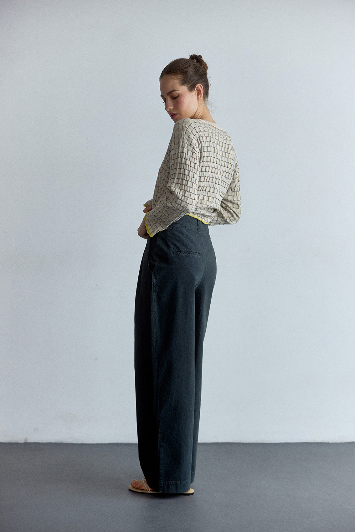 Textured Cotton Trousers - Slate