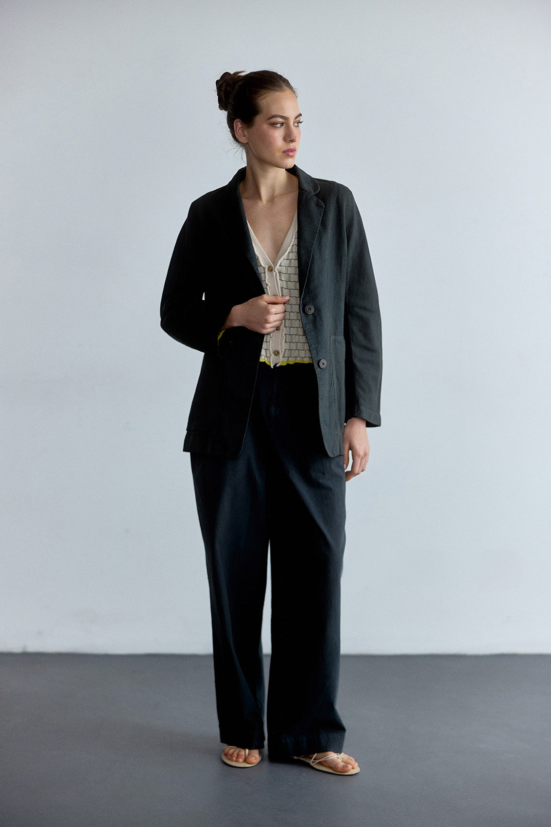 Textured Cotton Trousers - Slate